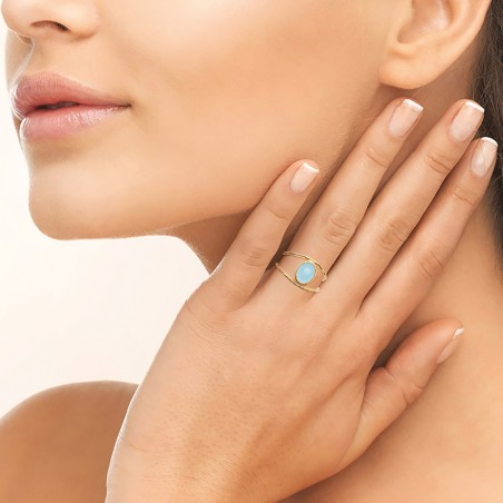 Bague femme edora collection harmony plaqué or agate bleue – bagues femme
