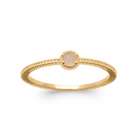 Bague femme edora solitaire collection harmony plaqué or quartz rose – bagues femme