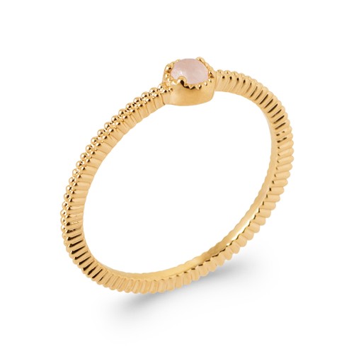 Bague Femme EDORA Solitaire COLLECTION HARMONY Plaqué Or Quartz Rose