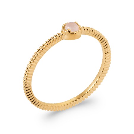 Bague Femme EDORA Solitaire COLLECTION HARMONY Plaqué Or Quartz Rose