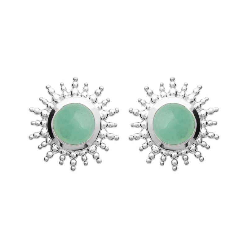 Boucles d'oreilles femme puces edora collection harmony argent 925/1000 rhodié aventurine - puces - edora