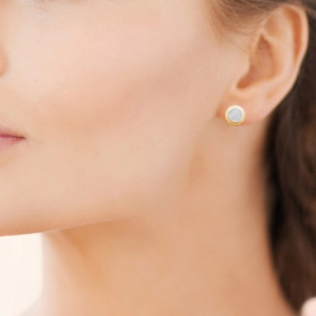 Boucles d'oreilles femme puces edora collection harmony plaqué or nacre – puces