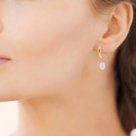 Boucles d'oreilles femme anneaux edora collection harmony plaqué or quartz rose – boucles d'oreilles femme