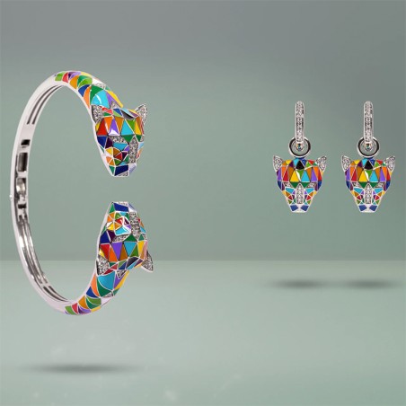 Bracelet femme jonc una storia fauve panthere argent 925/1000 rhodié jo121219 – joncs