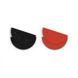 Cuir Boucles d'Oreilles Créoles 43mm LES GEORGETTES Noir Pailletté Rouge Soft