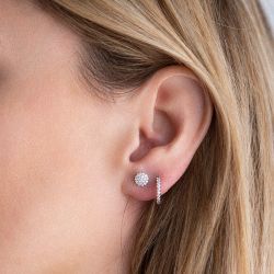 Boucles d'oreilles femme puces one more eolo or blanc 750/1000 avec diamants - boucles-d-oreilles-femme - edora - 1