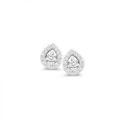 Boucles d'oreilles femme puces one more salina or blanc 750/1000 avec diamants - boucles-d-oreilles-femme - edora - 0