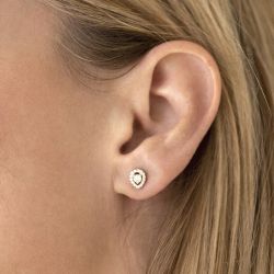 Boucles d'oreilles femme puces one more salina or blanc 750/1000 avec diamants - boucles-d-oreilles-femme - edora - 1
