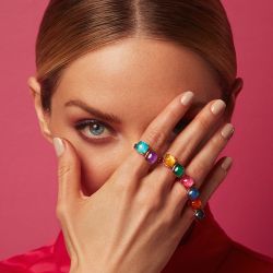 Bague pour femme one more pantelleria en or rose 750/1000 et améthyste sur nacre - bagues-femmes - edora - 1