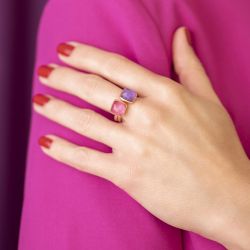 Bague pour femme one more pantelleria en or rose 750/1000 et améthyste sur nacre - bagues-femmes - edora - 3