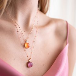 Pendentif femme one more pantelleria or 750/1000 rose et quartz - pendentifs - edora - 1