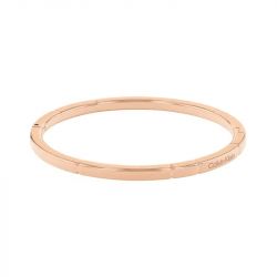 Bracelet femme jonc calvin klein soft squares acier doré rose - joncs - edora - 0