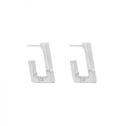 Boucles d'oreilles femme créoles calvin klein soft squares acier argenté - creoles - edora - 0