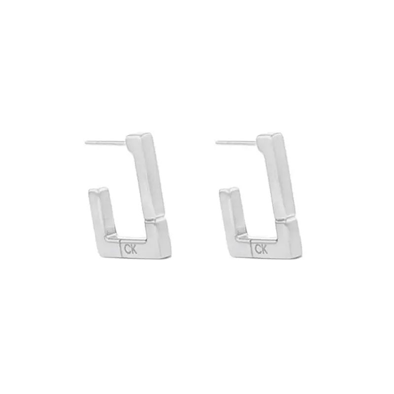 Boucles d'oreilles femme créoles calvin klein soft squares acier argenté - creoles - edora