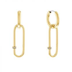 Boucles d'oreilles femme pendantes calvin klein contemporary acier doré - pendantes - edora - 1