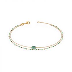 Bracelet femme edora collection harmony plaqué or quartzites verts - bracelets-femme - edora - 0