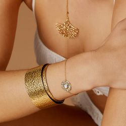Bracelet or & argent, bracelet plaqué or, bracelet cuir & tissu (22) - plus-de-bracelets-femmes - edora - 2