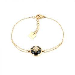 Bracelet femme zag evelyne onyx noir acier doré - plus-de-bracelets-femmes - edora - 0