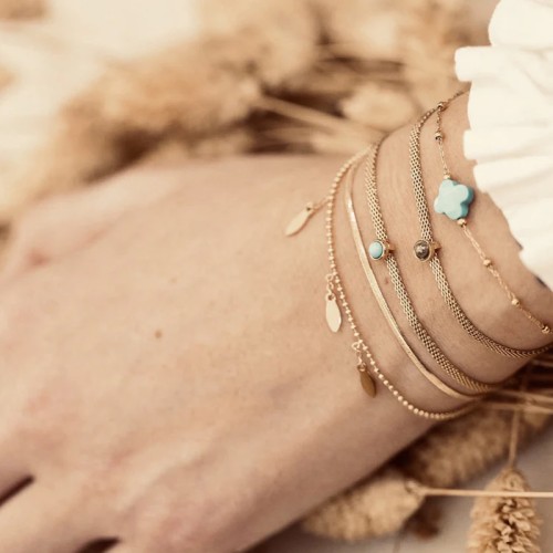 Bracelet Femme ZAG VELASQUEZ TURQUOISE AFRICAINE Acier Doré