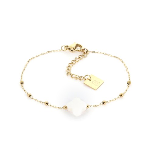 Bracelet Femme ZAG VELASQUEZ AGATE BLANCHE Acier Doré