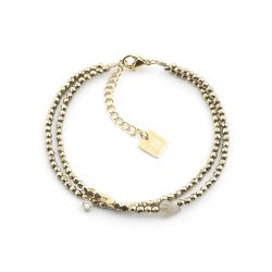 Bracelet femme double chaîne zag tara acier doré - chaines - edora - 0