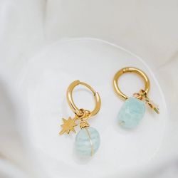 Boucles d'oreilles femme anneaux zag phine nacre acier doré - boucles-d-oreilles-femme - edora - 1