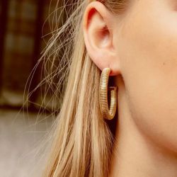 Boucles d’oreilles acier: boucles d’oreilles argentées, dorées (4) - creoles - edora - 2