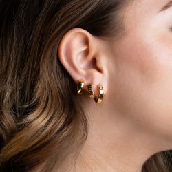 Boucles d’oreilles acier: boucles d’oreilles argentées, dorées (3) - creoles - edora - 2