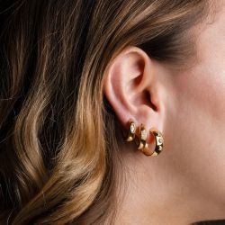 Boucles d'oreilles femme créoles zag anael acier doré - creoles - edora - 1