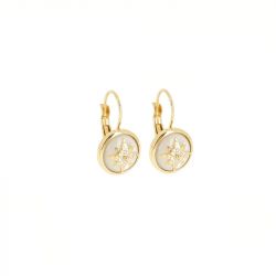 Boucles d'oreilles femme dormeuses zag evelyne nacre acier doré sed21921-01sel - dormeuses - edora - 0