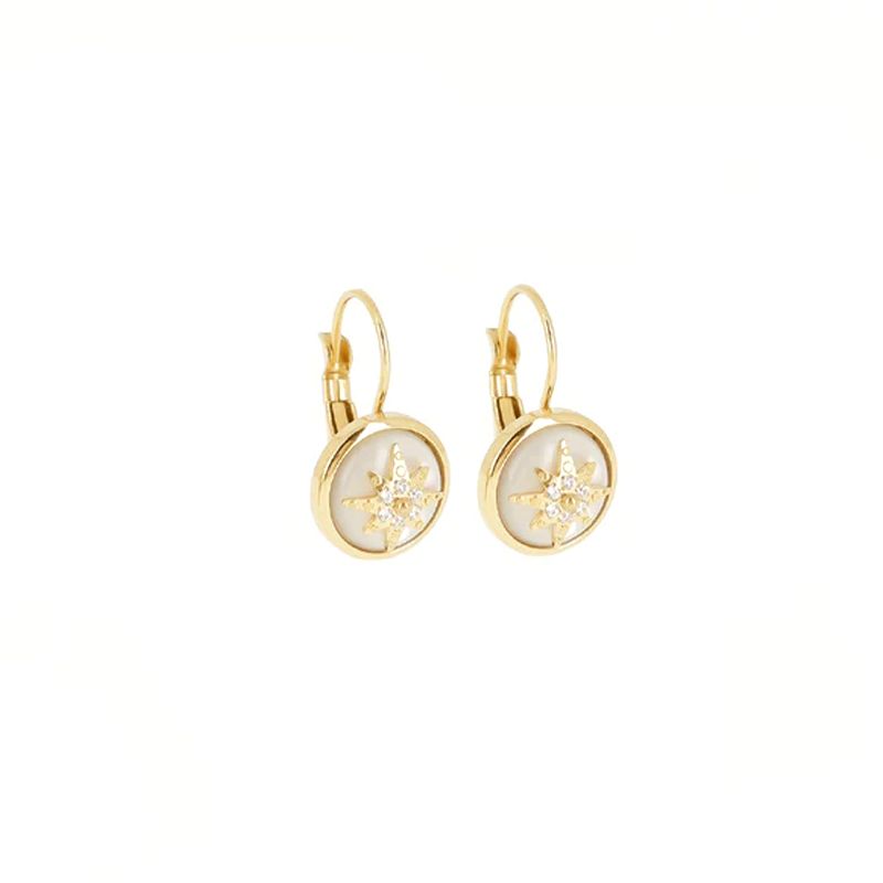Boucles d'oreilles femme dormeuses zag evelyne nacre acier doré sed21921-01sel - dormeuses - edora