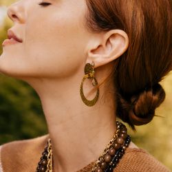 Boucles d'oreilles pendantes femme zag leyva acier doré - pendantes - edora - 1