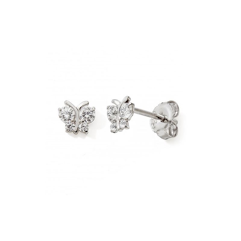 Boucles d'oreilles femme puces edora collection essential papillon argent 925 oxydes de zirconium - puces - edora