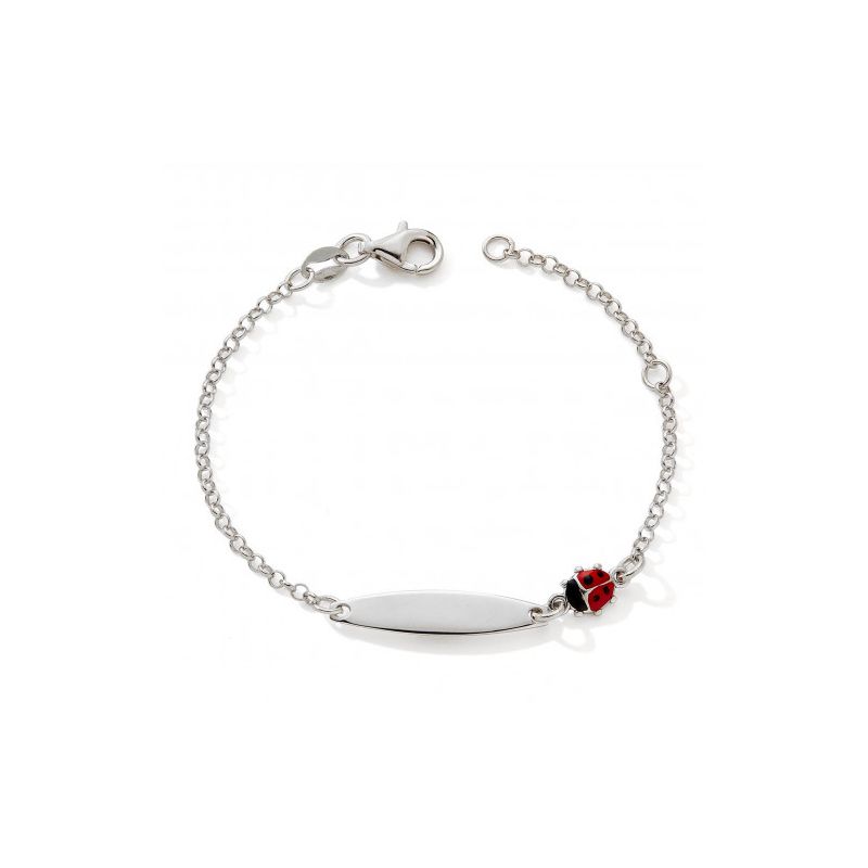 Bracelet bébé gourmette coccinelle edora argent 925/1000 maille jaseron edoc2535 - gourmettes - edora
