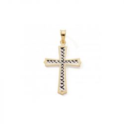 Pendentif edora collection essential croix ciselÉ or 375/1000 bicolore - pendentifs - edora - 0