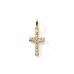 Pendentif edora collection essential croix or jaune 375/1000 - pendentifs - edora - 0