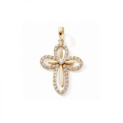 Pendentif edora collection essential croix arrondie or jaune 375/1000 - pendentifs - edora - 0