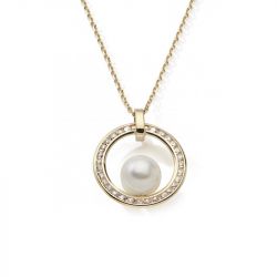 Collier femme edora collection essential cercle or jaune 375/1000 perle de culture - colliers-femme - edora - 0