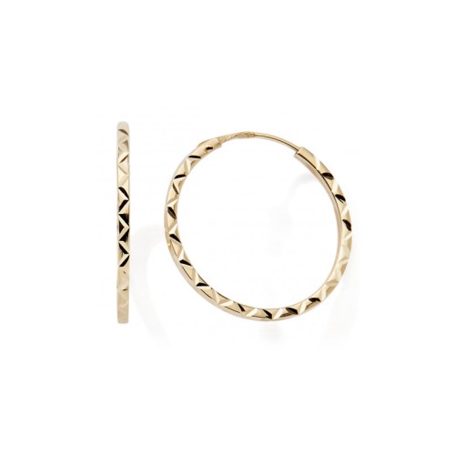 Boucles d'Oreille Créoles 16mm Femme EDORA COLLECTION ESSENTIAL CISELÉE Or 375/1000