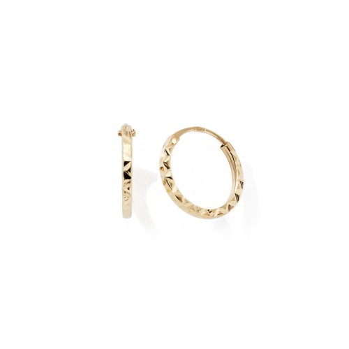 Boucles d'Oreille Créoles 10mm Femme EDORA COLLECTION ESSENTIAL CISELÉE Or 375/1000