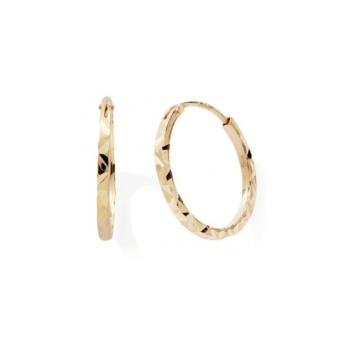 Boucles d'Oreille Créoles 12mm Femme EDORA COLLECTION ESSENTIAL CISELÉE Or 375/1000