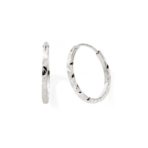 Boucles d'Oreille Créoles 12mm Femme EDORA COLLECTION ESSENTIAL CISELÉE Or 375/1000 Blanc
