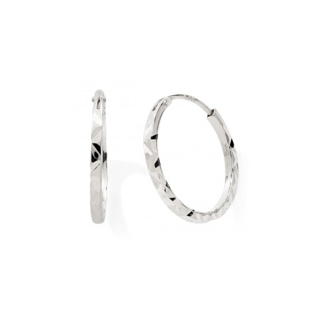 Boucles d'oreille créoles 12mm femme edora collection essential ciselée or 375/1000 blanc – créoles