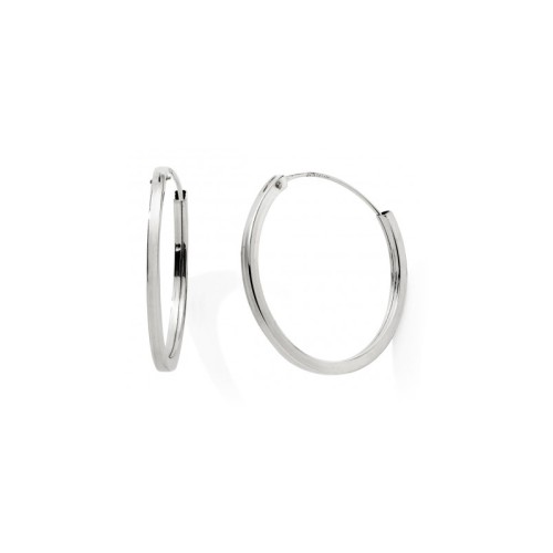Boucles d'Oreille Créoles 23mm Femme EDORA COLLECTION ESSENTIAL CARRÉE Or 375/1000 Blanc