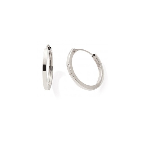 Boucles d'Oreille Créoles 12mm Femme EDORA COLLECTION ESSENTIAL CARRÉE Or 375/1000 Blanc