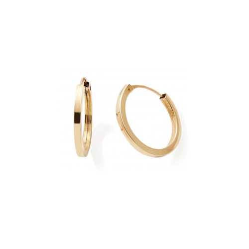 Boucles d'Oreille Créoles 14mm Femme EDORA COLLECTION ESSENTIAL CARRÉE Or 375/1000