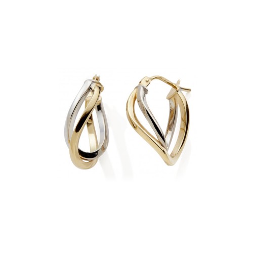 Boucles d'Oreille Créoles Femme EDORA COLLECTION ESSENTIAL Or 375/1000 Bicolore