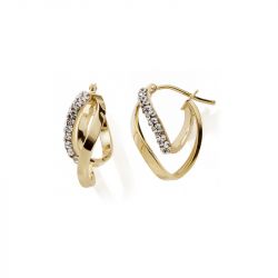 Boucles d'oreille créoles femme edora collection essential or 375/1000 cristal swarovski - creoles - edora - 0