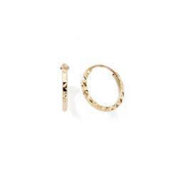 Boucles d'oreilles femme créoles 10mm edora collection essential ciselÉe or jaune 750/1000 - creoles - edora - 0