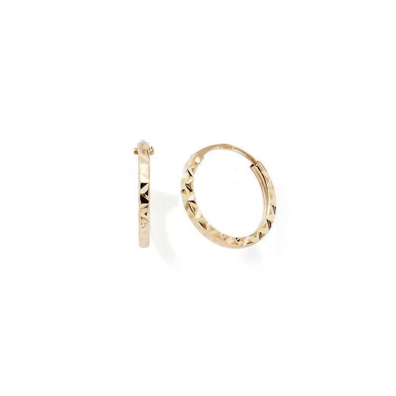 Boucles d'oreilles femme créoles 10mm edora collection essential ciselÉe or jaune 750/1000 - creoles - edora